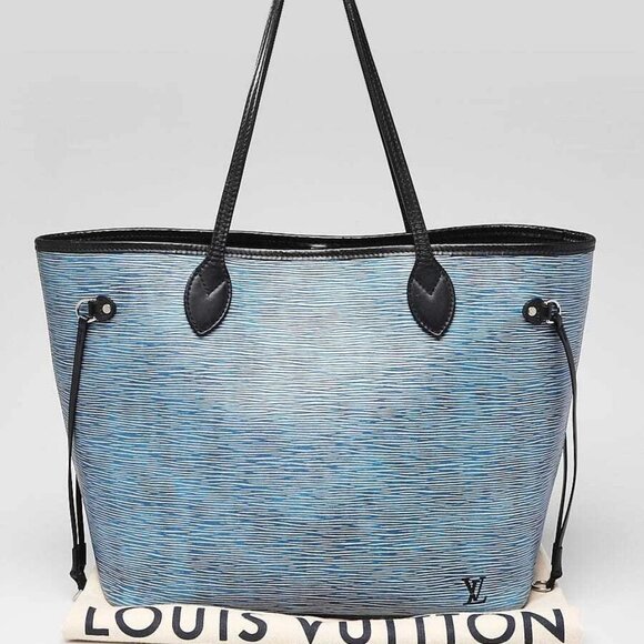 Louis Vuitton Denim Epi Leather Neverfull MM Bag w/o Accessories Pochette - Picture 12 of 12